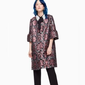 Kate Spade Finer Things Tapestry Jacquard Jacket – Size 14 – Metallic Blue/Pink